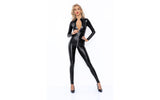Noir - Power Wetlook Catsuit w Front Zipper