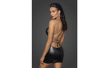 Noir - Power Wetlook Mini Dress w Lace Up Back