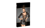 Noir - Power Wetlook Tulle Dress w Bouffant Sleeves